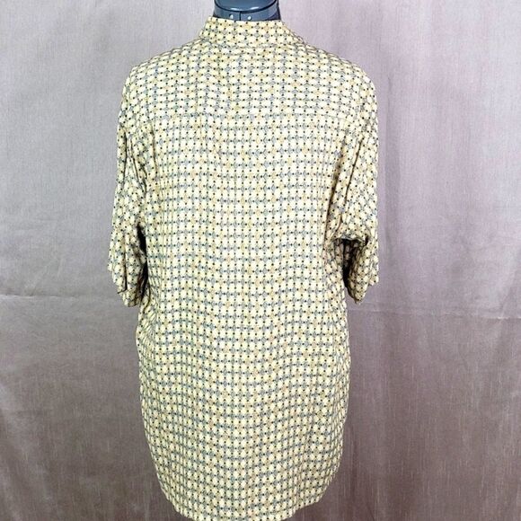 PIERRE CARDIN Diamond Pattern Blue‎ and Tan Casual Shirt Medium - Picture 6 of 7